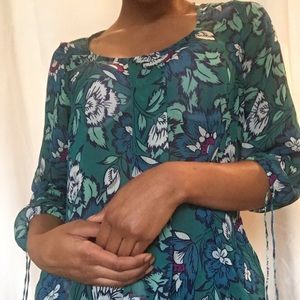 Teal Patterned Shirt Maternity